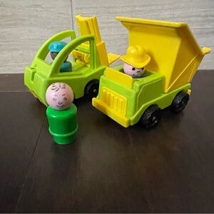 Fisher Price Little People Vintage 70s Lift & Load Forklift Dump Truck & People